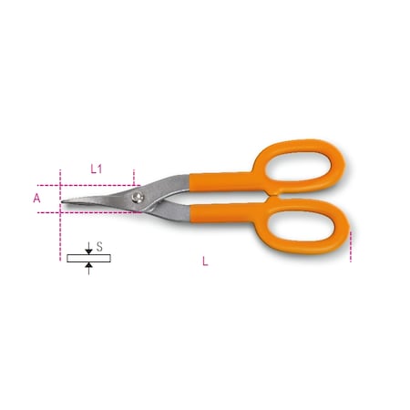Beta Tools Tin Snips Straight Narrow Blade, 250mm 11140265